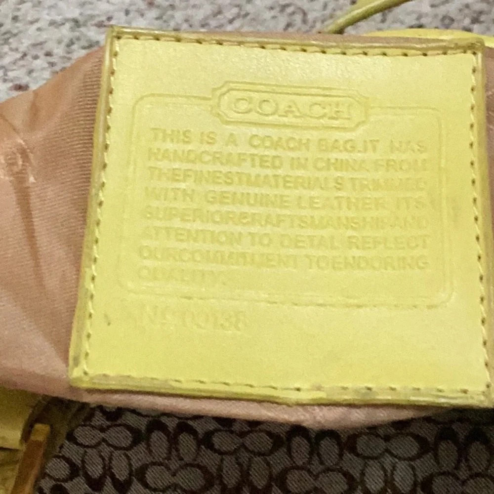 Coach Signature Canvas Shoulder Bag with Yellow Trim - Picture 4 of 5